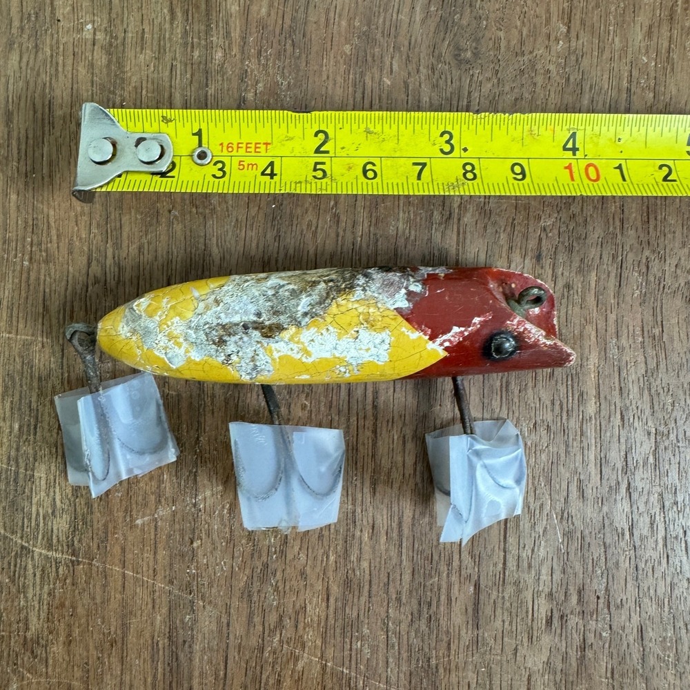 Vintage Heddon Wood Triple Treble Hook Hand‎ painted WELL LOVED fishing lure - Picture 7 of 7